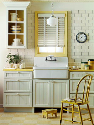 An Apron Front Or Farmhouse Sink Adds A Wonderful Rustic Touch To Any Kitchen - And Simple Wood Work And Colorful Accents Go A Long Way, Too