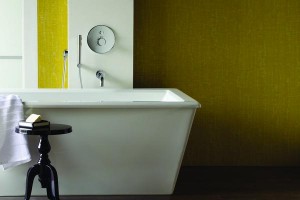 Porcher 60545-50 Tetsu Free Standing Airpool Bath Tub with Faucet Deck and Center Drain