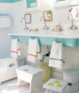 Small Cuztom Step Stools Make This Sink Accessible For All Your Kids, And Give Them Their Own Little Personal Touch