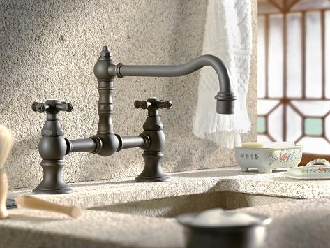 Highlands Double Handle Bridge Kitchen Faucet With Metal Cross Handles From Cifial