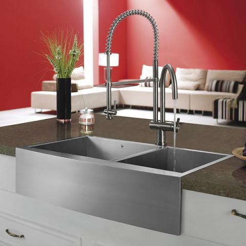 Stainless Steel Pull Down Spray Kitchen Faucet With Dual Spigots From Vigo Industries