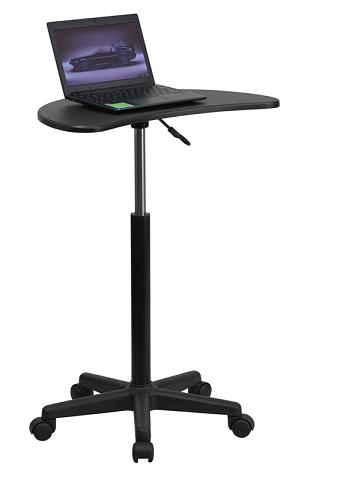 Height Adjustable Mobile Laptop Computer Desk With Black Top From Flash Furniture