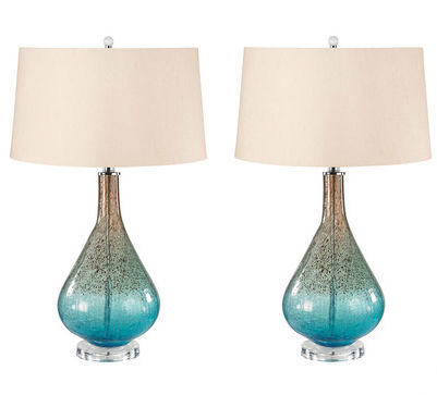 Earth and Sky Crackle Glass Table Lamp, 288/S2 by Lamp Works 