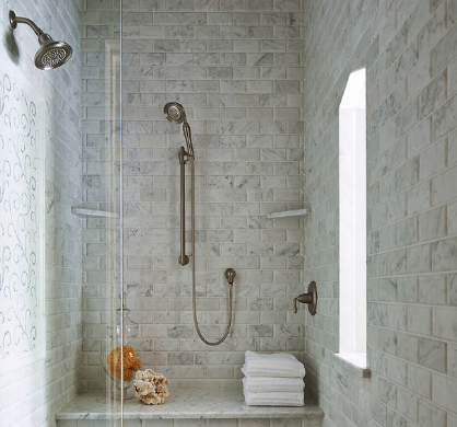 A detachable shower head is a simple and convenient improvement. (Martha O'Hara Interiors) 