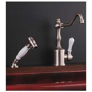 Herbeau 412120 Single Lever White Ceramic Handle Mixer and Hand Spray from the Royale Collection