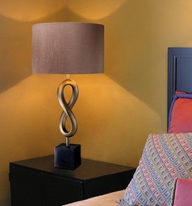 Athens Table Lamp in Oil Rubbed Bronze with Taupe Faux Silk Shade and Silver Foil Liner