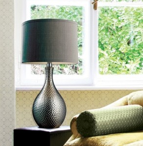 HGTV Ceramic Table Lamp With Gray Shade