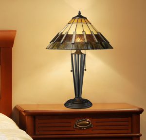 Porterdale 2 Light Table Lamp in Tiffany Bronze with Tiffany Glass Shade