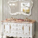Classic White Vanity With Gold Detailing From Legion Furniture
