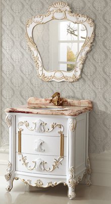 Ornate White Vanity With Gold Detailing From Legion Furniture