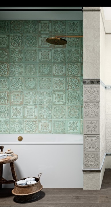 Tile with versatile pattern in shower