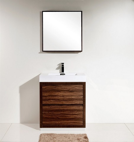 Bliss 30" Walnut Free Standing Modern Bathroom Vanity FMB30-WNT from KubeBath