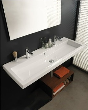 Cangas Trough Style Modern Double Sink From Ceramica Tecla