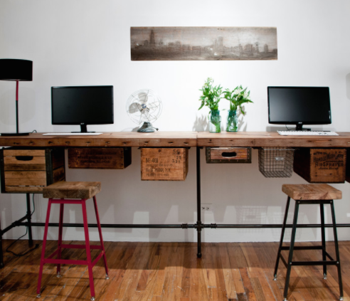 Desks don't just belong in formal office settings. (By UrbanWood Goods) 