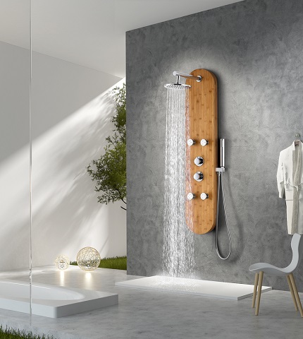 Crane 52" Full Body Shower Panel System With Heavy Rain Shower and Spray Wand in Natural Bamboo SP-AZ061 from Anzzi