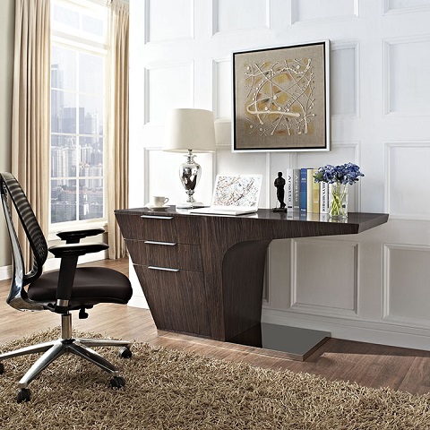 Warp Office Desk In Walnut EEI-1188-WAL from Modway Furniture