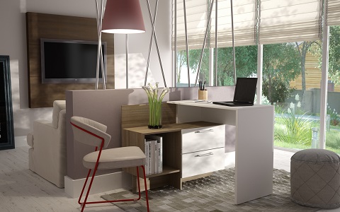 Teramo Home Desk in White and Oak 78AMC22 from Manhattan Comfort