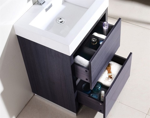 Bliss 24" Gray Oak Free Standing Modern Bathroom Vanity FMB24-GO from KubeBath