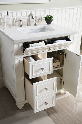 Bristol 30" Single Bathroom Vanity in Cottage White 157-V30-CWH-SW from James Martin Furniture