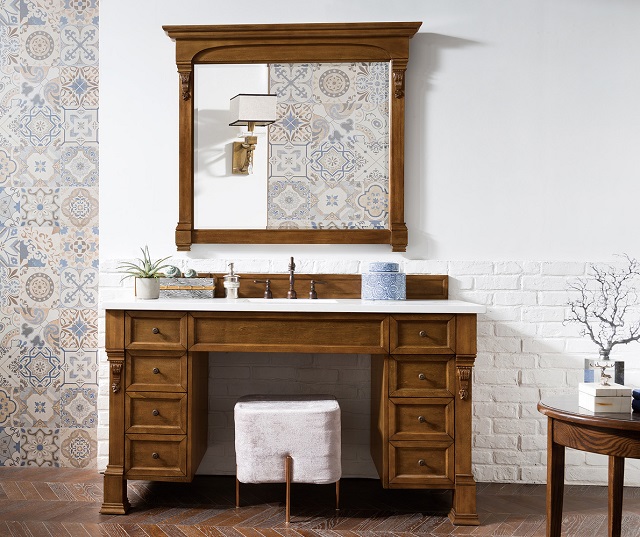 Brookfield 60" Single Bathroom Vanity With Wheelchair Accessible Makeup Table in Country Oak 146-V60S-COK from James Martin Furniture