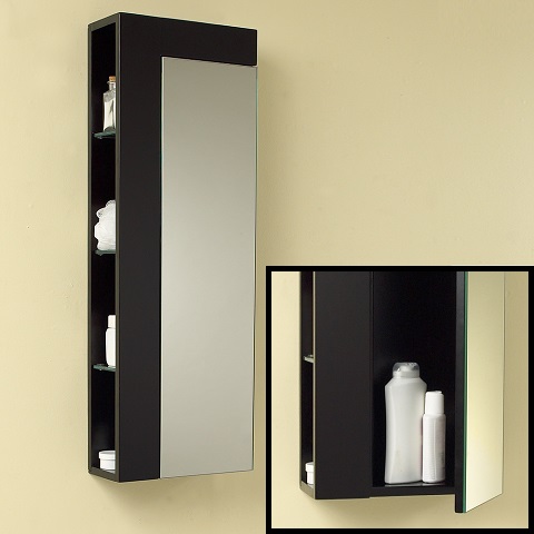 Espresso Bathroom Linen Side Cabinet with Large Mirror Door FST1024ES from Fresca