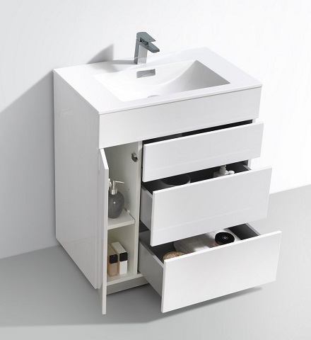 Milano 30" High Glossy White Modern Bathroom Vanity KFM30-GW from KubeBath