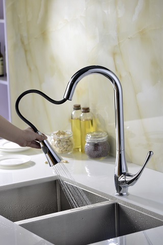 Singer Pull Down Single Handle Kitchen Faucet In Polished Chrome KF-AZ041 from Anzzi