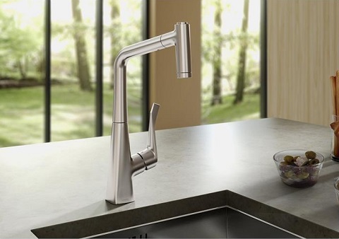 Metris 2-Spray Prep Kitchen Faucet 04508000 from Hansgrohe