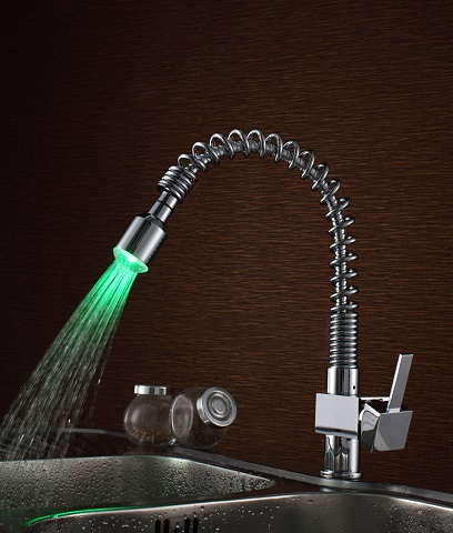 Spring LED Light Kitchen Faucet S6026CL from Sumerain