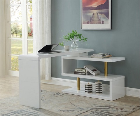Pivot Desk and Media Console in Majestic White 13642 from Coast to Coast Imports 