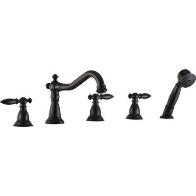 Anzzi Patriarch 2-Handle Deck-Mount Roman Tub Faucet with Handheld Sprayer in Oil Rubbed Bronze, 191042018488, FR-AZ091ORB