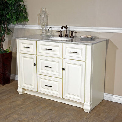 Bellaterra Home 50 In Single Sink Solid Wood Bathroom Vanity Heirloom White 605022