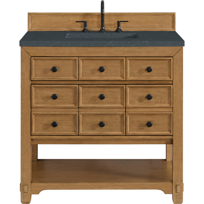 James Martin Malibu 36 inch Single Vanity, Amber Birch w/ 3 CM Charcoal Soapstone Top, 840108992049, 505-V36-AMB-3CSP