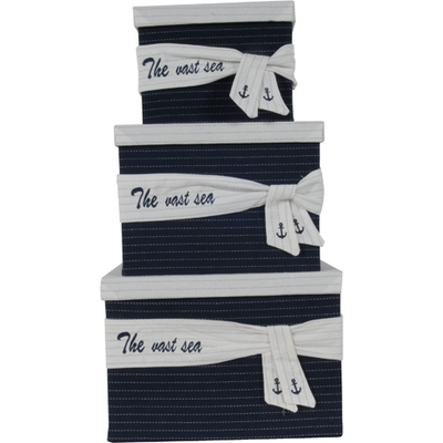 Old Modern Handicrafts Set Of 3 Fabric Boxes With Cover AB010