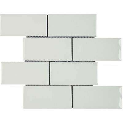 Soci Tile SSE-813 Chateau Series Brick White Crackle Glossy 3X6 Mosaic Tile