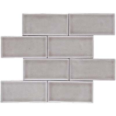 Soci Tile SSE-826 Chateau Series Brick Dove Gray Crackle Glossy 3X6 Mosaic Tile