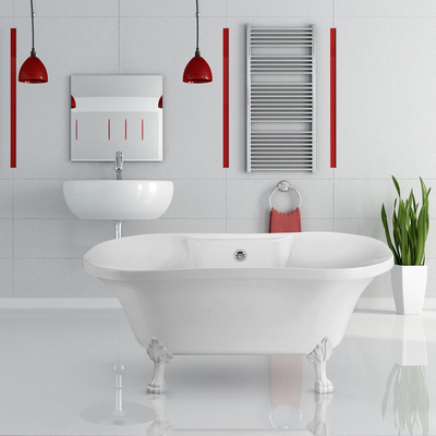 60 inch Streamline N100WH-CH Soaking Clawfoot Tub With External Drain