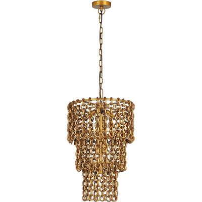 Tov Furniture Nirsa Brass Chain Link 3-Tier Chandelier TOV-G18452