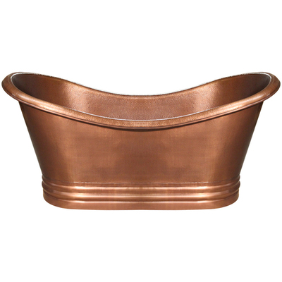 Whitehaus WHCT-1001-OCH Handmade Copper Double Ended Freestanding Bathtub With Hammered Exterior, Lightly Hammered Interior And No Overflow