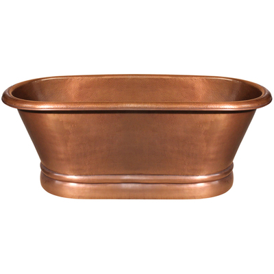 Whitehaus WHCT-1002-OCH Handmade Copper Double Ended Freestanding Bathtub With Hammered Exterior, Lightly Hammered Interior And No Overflow