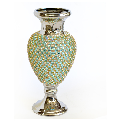 Afd Blue & Crystal Vase CS-CV8815-135-C