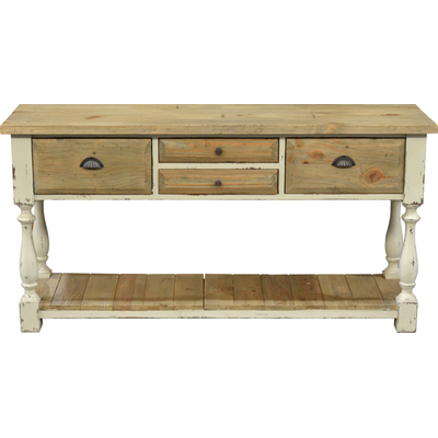 AFD Farmhouse Console Table White Chalk and Natural