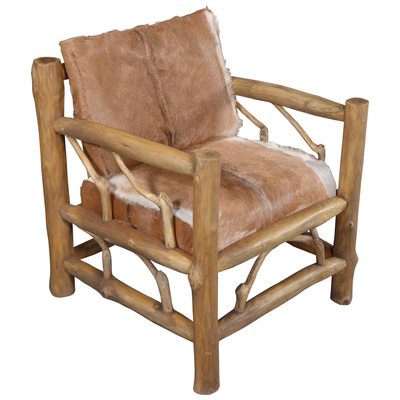 AFD Chairs, ArmChairs,Arm Chair, Complete Vanity Sets, Natural Teak, Multi Hide, Teak Wood, Hide, Seating, 876225005669, I-JM/WGC001