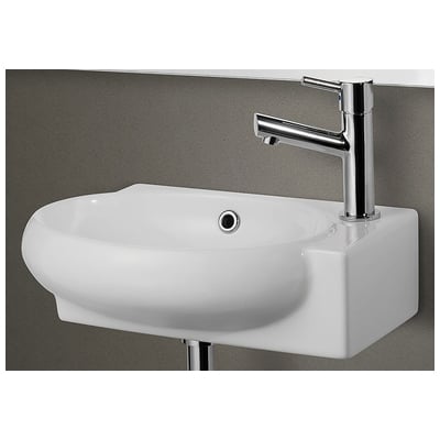 Alfi Wall Mount Sinks, Whitesnow, Porcelain, White, Complete Vanity Sets, White, Modern, Indoor, Porcelain, Wall Mount, Bathroom Sink, 811413021229, AB107