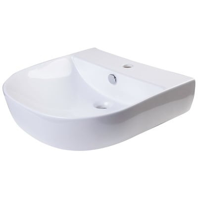 Alfi Wall Mount Sinks, Whitesnow, Oval, Porcelain, White, Complete Vanity Sets, White, Modern, Indoor, Porcelain, Wall Mount, Bathroom Sink, 811413023223, AB110