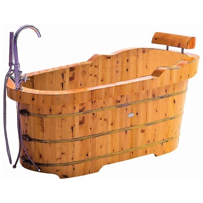 Alfi Free Standing Bath Tubs, Wood,wooden, Complete Vanity Sets, Natural Wood, Transitional, Indoor, Cedar Wood, Free Standing, Tub, 811413023858, AB1139