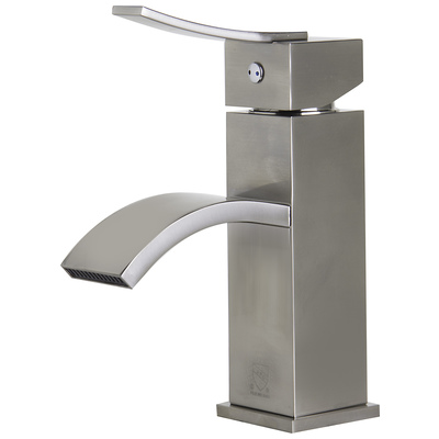 Alfi Ab1258 Brushed Nickel Square Body Curved Spout Single handle Bathroom Faucet AB1258-BN
