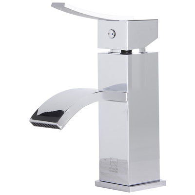 Alfi Ab1258 Polished Chrome Square Body Curved Spout Single handle Bathroom Faucet AB1258-PC
