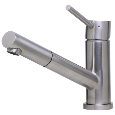 Alfi Solid Brushed Stainless Steel Pull Out Single Hole Kitchen Faucet AB2025-BSS