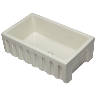 Alfi Brand AB3018HS-B 30 Inch Biscuit Reversible Smooth / Fluted Single Bowl Fireclay Farm Sink